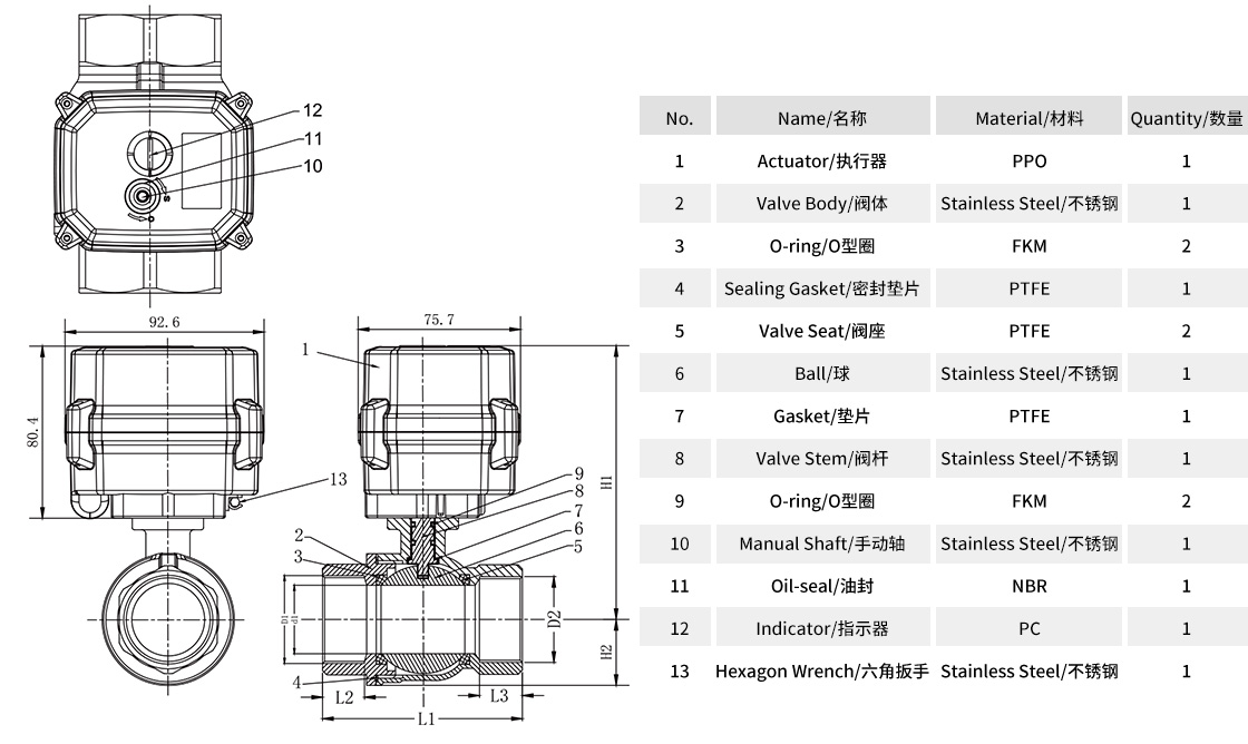 比例调节型微型电动不锈钢螺纹球阀_A150-M系列-零部件材质表.jpg