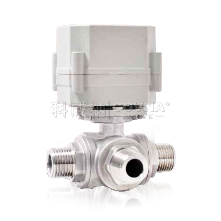 微型电动不锈钢外螺纹三通球阀