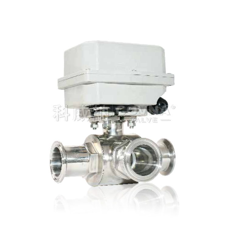卫生级卡箍不锈钢三通微型电动球阀_A550-T38-S3-B