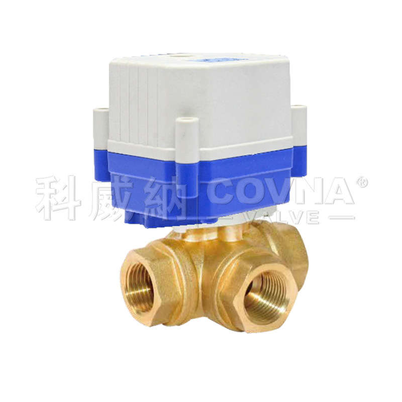 卧式三通黄铜螺纹微型电动球阀T20-B3-B